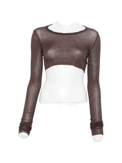 Rick Owens Long-sleeve Crop Top In Multi