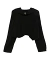 Rick Owens Long Sleeve Cropped Hoodie In Black