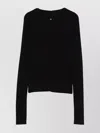 Rick Owens Long Sleeve Cropped Ribbed Knit Top In Black
