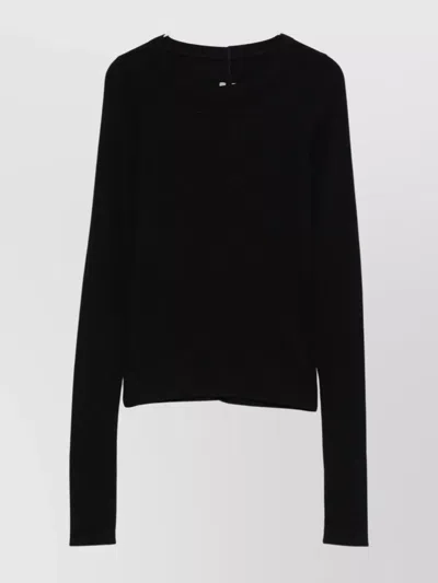 RICK OWENS LONG SLEEVE CROPPED RIBBED KNIT TOP