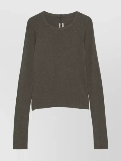 RICK OWENS LONG SLEEVE CROPPED RIBBED KNIT TOP