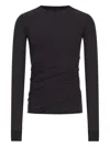Rick Owens Long-sleeve Draped T-shirt In Black