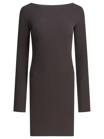 Rick Owens Long Sleeve Dress In Gray