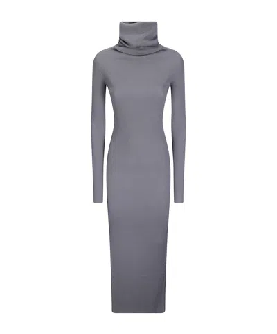 Rick Owens Ls Tube Ribbed-knit Roll-neck Sweater In Gray