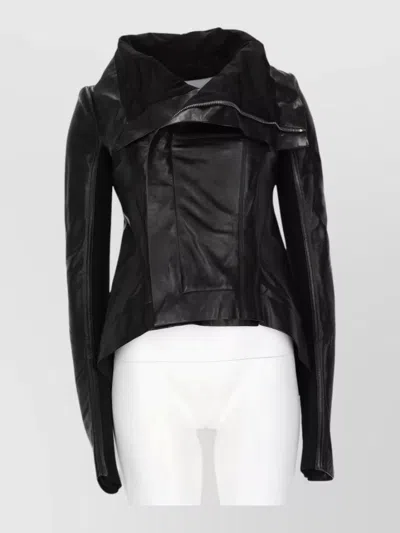 Rick Owens Long Sleeve High Collar Tailored Coat In Black
