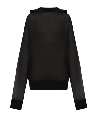 Rick Owens Long Sleeve Hooded Jumper In Black