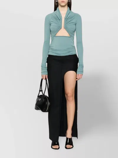 Rick Owens Long Sleeve Jersey Top With Cut-out Detail In Green