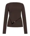 Rick Owens Ribbed Asymmetric Sweater In Brown