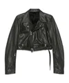 Rick Owens Long Sleeve Leather Jacket In Black