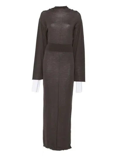 Rick Owens Long-sleeve Maxi Dress In Brown