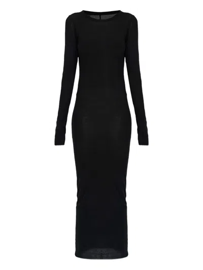 Rick Owens Long-sleeve Midi Dress In Black