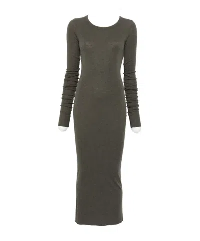 Rick Owens Long-sleeve Midi Dress In Brown