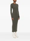 Rick Owens Maxi Dress With Ribbed Texture And Long Sleeves In Gray