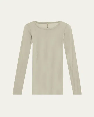 Rick Owens Long Sleeve Mini Rib Top In Celadon