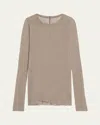 Rick Owens Long Sleeve Mini Rib Top In Dust