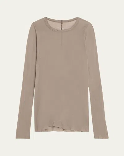 Rick Owens Long Sleeve Mini Rib Top In Dust