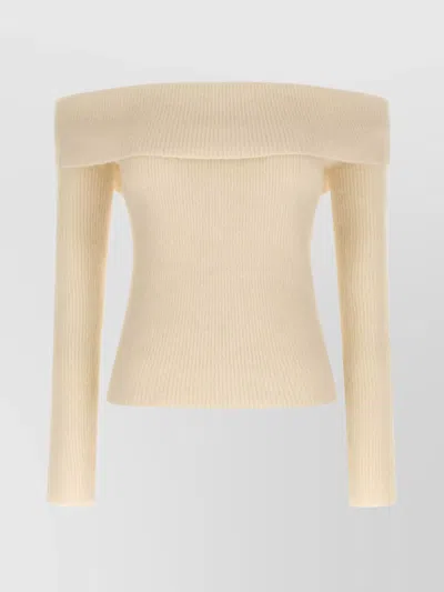 RICK OWENS LONG SLEEVE OFF SHOULDER KNIT SWEATER
