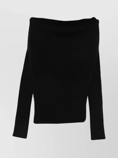 RICK OWENS LONG SLEEVE OFF SHOULDER KNIT TOP