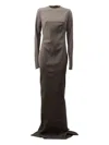Rick Owens Long-sleeve Panelled Maxi Dress In Gray