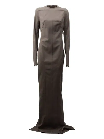 Rick Owens Long-sleeve Panelled Maxi Dress In Gray