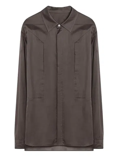 Rick Owens Long-sleeve Panelled Shirt In Gray