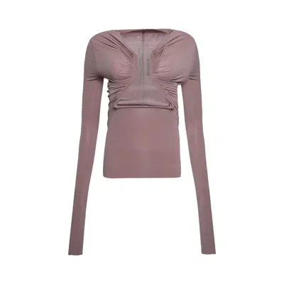 Pre-owned Rick Owens Long-sleeve Prong T-shirt 'dusty Pink' | Women's Size 42