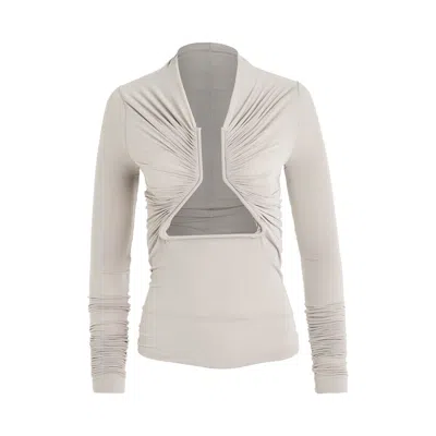 Rick Owens Off-white Prong Long Sleeve T-shirt In 08 Pearl
