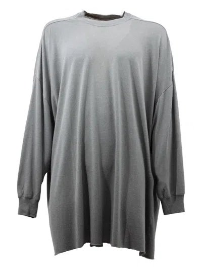 Rick Owens Long-sleeve Raw-edge Sweartshirt In Gray