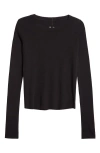 Rick Owens Long Sleeve Rib Crop T-shirt In Black
