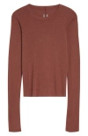 Rick Owens Long Sleeve Rib Crop T-shirt In Brown