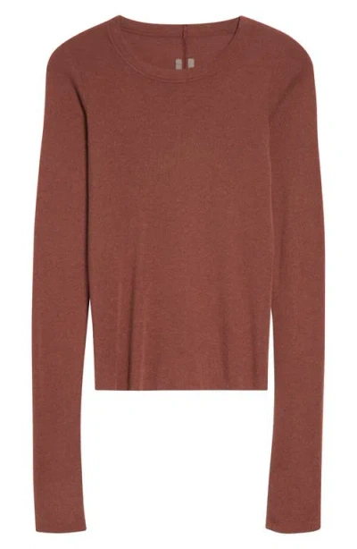 Rick Owens Long Sleeve Rib Crop T-shirt In Brown