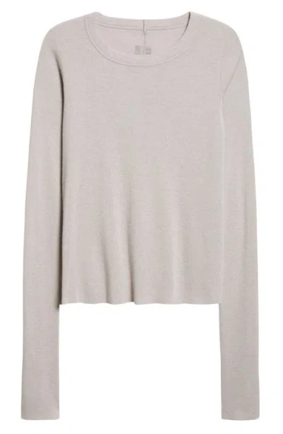Rick Owens Long Sleeve Rib Crop T-shirt In White