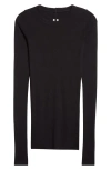 Rick Owens Long Sleeve Rib T-shirt In Black