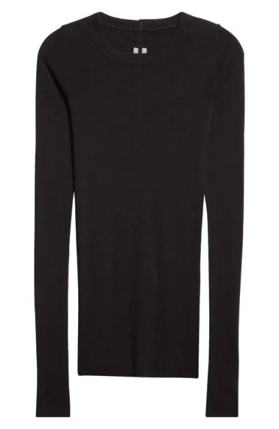 Rick Owens Long Sleeve Rib T-shirt In Black