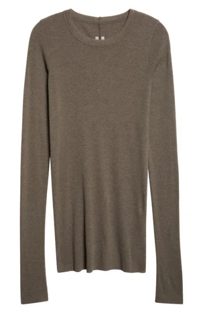 Rick Owens Long Sleeve Rib T-shirt In Brown