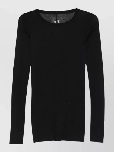 Rick Owens Long Sleeve Rib Top Sheer Detail In Black