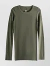 Rick Owens Long Sleeve Ribbed Knit Crew Neck Sweater In Green