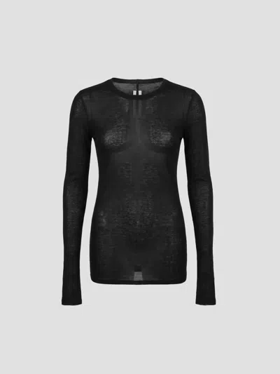 Rick Owens Long Sleeve Ribbed T-shirt In Black