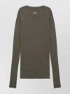 Rick Owens Long Sleeve Round Neck Knit Top In Gray