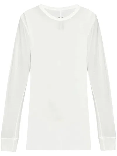 Rick Owens Long Sleeve Round Neck T-shirt In White