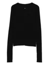 Rick Owens Long Sleeve Cropped Ribbed Knit Top In Black