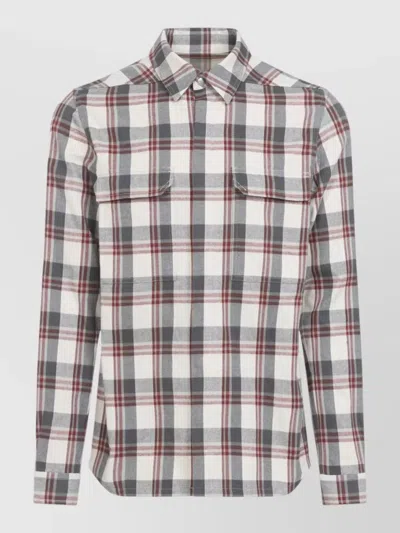 Rick Owens Long Sleeve Shirt Button Down Collar Pockets In Gray