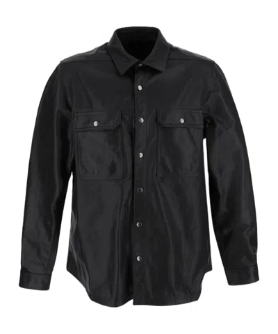 Rick Owens Long-sleeve Shirt Jacket In Black