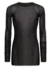 Rick Owens Ribbed Long Sleeve Silk Blend T-shirt In Black
