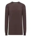 Rick Owens Sustainable Viscose And Silk T-shirt With Logoed Ribbon In Grey
