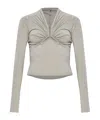 Rick Owens Draped-neck Long-sleeve T-shirt In Gray