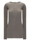 Rick Owens Cotton Crew Neck Slim Fit Jersey In Gray