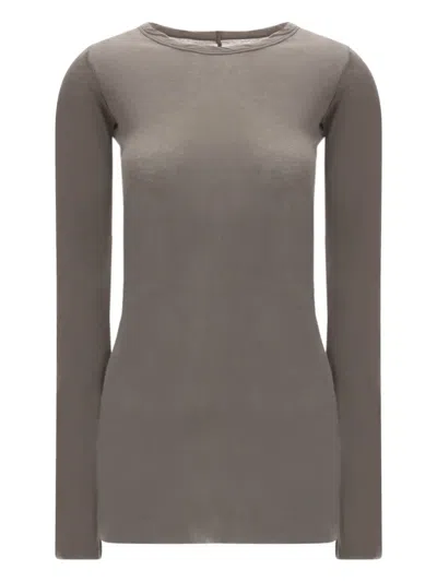 RICK OWENS LONG-SLEEVE UNSTITCHED-HEM T-SHIRT