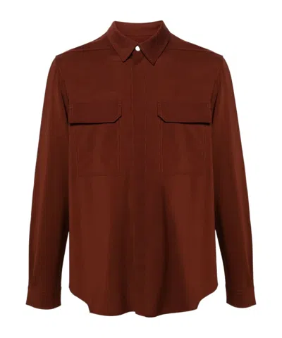 Rick Owens Long-sleeve Virgin-wool Shirt In Red
