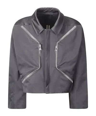 Rick Owens Long Sleeve Zip Detail Jacket In Gray